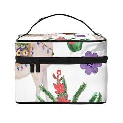 Aquarell-Wassermelonenscheiben Kosmetiktasche Make-up-Tasche Reise-Kosmetiktaschen für Frauen Kulturbeutel, Aquarell Lamas und Kakteen Muster, Einheitsgröße von TOMPPY