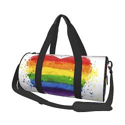 Bunte Regenbogen Liebe Herz gedruckt Sport Seesack Gym Tote Bag Weekender Reisetasche Sport Gym Bag für Workout Übernachtung Reisegepäck Damen Herren, Schwarz, Einheitsgröße, Schwarz , Einheitsgröße von TOMPPY