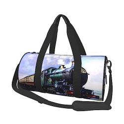 Dampflokomotive Zug Bedruckte Sport Duffel Bag Gym Tote Bag Weekender Reisetasche Sport Gym Bag für Workout Übernachtung Reisegepäck Damen Herren, Schwarz, Einheitsgröße, Schwarz , Einheitsgröße von TOMPPY