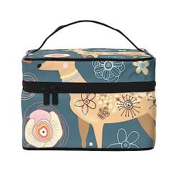 Elche im Wald Kosmetiktasche Make-up-Tasche Reise Kosmetiktaschen für Frauen Kulturbeutel, Elegante Blumenhirsche, Einheitsgröße von TOMPPY