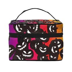 Handgezeichnete Unterwasser-Seefisch-Muster Kosmetiktasche Make-up-Tasche Reise-Kosmetiktaschen für Frauen Kulturbeutel, Halloween-Kürbis-Muster, Einheitsgröße von TOMPPY