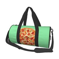 I Love Pizza bedruckte Sporttasche Gym Tote Bag Weekender Reisetasche Sport Gym Bag für Workout Übernachtung Reisegepäck Damen Herren, Schwarz, Einheitsgröße, Schwarz , Einheitsgröße von TOMPPY