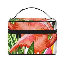 Kosmetiktasche mit Blumenmuster und Libelle, Make-up-Tasche, Reise-Kosmetiktaschen für Damen, Kulturbeutel, Flamingo mit Papageien Vogel, Einheitsgröße von TOMPPY