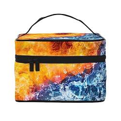 Kosmetiktasche mit Feuerwehrauto-Muster, Make-up-Tasche, Reise-Kosmetiktaschen für Damen, Kulturbeutel, Feuer und Wasser Yin Yang Konzept, Einheitsgröße von TOMPPY