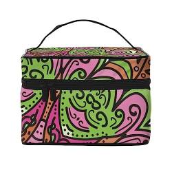 Kosmetiktasche mit Mandala-Blumenmuster, bunt, rechteckig, Ornament, Make-up-Tasche, Reise-Kosmetiktaschen für Damen, Kulturbeutel, Mandala-Blumenornament, bunt, rechteckig, Einheitsgröße von TOMPPY