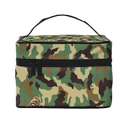 Kosmetiktasche mit Tierpfotenabdrücken, Make-up-Tasche, Reise-Kosmetiktaschen für Damen, Kulturbeutel, Tiger im Camouflage-Muster, Einheitsgröße von TOMPPY