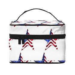 Kosmetiktasche mit amerikanischer Flagge, Schlange, Make-up-Tasche, Reise-Kosmetiktaschen für Damen, Kulturbeutel, Amerikanische Flagge Sterne Muster, Einheitsgröße von TOMPPY