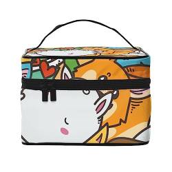 Kosmetiktasche mit niedlichen Hunden, tropische Blätter, Waldpflanzen, Make-up-Tasche, Reise-Kosmetiktaschen für Damen, Kulturbeutel, Niedliche Hunde und Katzen Kawaii Haustiere, Einheitsgröße von TOMPPY