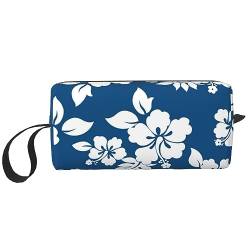 Make-up-Tasche für Frauen, Hawaii-Blume, bedruckt, große Kapazität, Kosmetiktaschen, tragbare Kulturtasche, Reise-Aufbewahrung, weiß, Einheitsgröße von TOMPPY