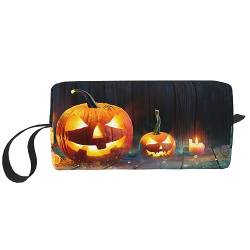 Make-up-Tasche für Frauen, Ozean-Sonnenuntergang, bedruckt, große Kapazität, Kosmetiktaschen, tragbare Kulturtasche, Reise-Aufbewahrung, Halloween Kürbis, Einheitsgröße von TOMPPY