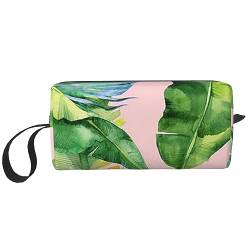 Make-up-Tasche für Frauen, frische Bananenblätter, bedruckt, große Kapazität, Kosmetiktaschen, tragbare Kulturtasche, Reise-Aufbewahrung, weiß, Einheitsgröße von TOMPPY