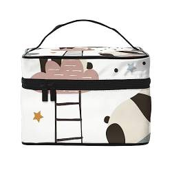 Schlafende Pandas auf Monden und Sternenhimmel Kosmetiktasche Make-up-Tasche Reise Kosmetiktaschen für Frauen Kulturbeutel, Regenbogen-Pandas, Einheitsgröße von TOMPPY