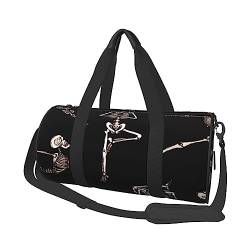 Skelette Yoga Bedruckte Sport Duffel Bag Gym Tote Bag Weekender Reisetasche Sport Gym Bag für Workout Übernachtung Reisegepäck Damen Herren, Schwarz, Einheitsgröße, Schwarz , Einheitsgröße von TOMPPY