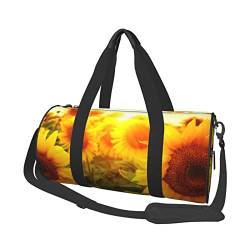 Sporttasche mit Sonnenblumen-Druck, Sporttasche, Weekender, Reisetasche, Sporttasche, für Workout, Übernachtung, Reisegepäck, Damen, Herren, Schwarz, Einheitsgröße, Schwarz , Einheitsgröße von TOMPPY