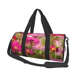 Spring Pink Flowers Printed Sports Duffel Bag Gym Tote Bag Weekender Travel Bag Sports Gym Bag For Workout Overnight Travel Luggage Women Men, Black, One Size, Schwarz , Einheitsgröße von TOMPPY