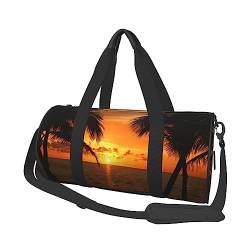 Sunset On A Tropical Beach Printed Sports Duffel Bag Gym Tote Bag Weekender Travel Bag Sports Gym Bag For Workout Overnight Travel Luggage Women Men, Black, One Size, Schwarz , Einheitsgröße von TOMPPY