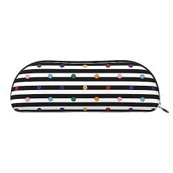 TOMPPY Erdbeere gedruckt Bleistift Tasche mit Reißverschluss, PVC Bleistift Fall Bleistift Tasche Kosmetiktaschen Schreibwaren Beutel, Regenbogen Polka Dot Streifen Schwarz und Weiß, Einheitsgröße, von TOMPPY