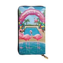 TOMPPY Flamingo und Schwimmbad, bedruckt, lange Geldbörse, mit Reißverschluss, Geldbörse, Kartenhalter, Organizer, Schwarz , Einheitsgröße von TOMPPY