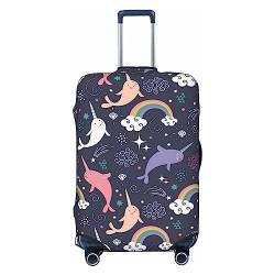 TOMPPY Lovely Unicorn And Rainbows Printed Luggage Cover Elastic Washable Suitcase Cover Anti-Scratch Suitcase Protector Fit 18-32 Inch Luggage, Schwarz , S von TOMPPY