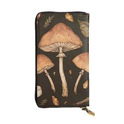 TOMPPY Mushroom Art bedruckte Damen-Geldbörse mit Reißverschluss, Clutch, Geldbörse, Kartenhalter, Organizer, Schwarz , Einheitsgröße von TOMPPY