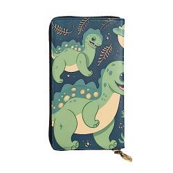 TOMPPY Niedlicher Dinosaurier-Bedruckte lange Geldbörse für Damen, mit Reißverschluss, Clutch, Geldbörse, Kartenhalter, Organizer, Schwarz , Einheitsgröße von TOMPPY