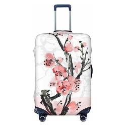 TOMPPY Pink Cherry Floral Printed Luggage Cover Elastic Washable Suitcase Cover Anti-Scratch Suitcase Protector Fit 18-32 Inch Luggage, Schwarz , M von TOMPPY