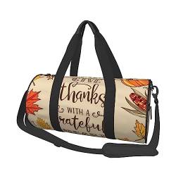 Thanksgiving Day Punmpkin Printed Sports Duffel Bag Gym Tote Bag Weekender Travel Bag Sports Gym Bag For Workout Overnight Travel Luggage Women Men, Black, One Size, Schwarz , Einheitsgröße von TOMPPY