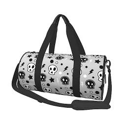 Totenkopf und Blitz bedruckte Sporttasche Gym Tote Bag Weekender Reisetasche Sport Gym Bag für Workout Übernachtung Reisegepäck Damen Herren, Schwarz, Einheitsgröße, Schwarz , Einheitsgröße von TOMPPY