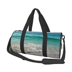 Tropischer Strand bedruckte Sporttasche Sporttasche Turnbeutel Weekender Reisetasche Sport Gym Bag für Workout Übernachtung Reisegepäck Damen Herren, Schwarz, Einheitsgröße, Schwarz , Einheitsgröße von TOMPPY