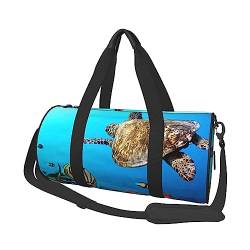 Turtle With Colorful Fishes Under Sea Printed Sports Duffel Bag Gym Tote Bag Weekender Travel Bag Sports Gym Bag For Workout Overnight Travel Luggage Women Men, Black, One Size, Schwarz , von TOMPPY