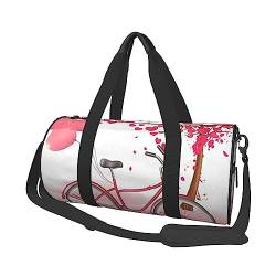 Valentinstag Romantische Herz Bäume Fahrrad Gedruckt Sport Duffel Bag Gym Tote Bag Weekender Reisetasche Sport Gym Bag Für Workout Übernachtung Reisegepäck Damen Herren, Schwarz, Einheitsgröße, von TOMPPY