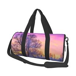 Winter Landschaft gedruckt Sport Duffel Bag Gym Tote Bag Weekender Reisetasche Sport Gym Bag für Workout Übernachtung Reisegepäck Damen Herren, Schwarz, Einheitsgröße, Schwarz , Einheitsgröße von TOMPPY