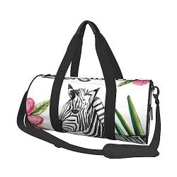 Zebra Und Blumen Gedruckt Sport Duffel Bag Gym Tote Bag Weekender Reisetasche Sport Gym Bag Für Workout Übernachtung Reisegepäck Damen Herren, Schwarz, Einheitsgröße, Schwarz , Einheitsgröße von TOMPPY