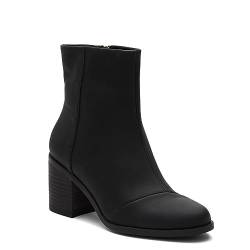 TOMS Damen Evelyn Halblange Stiefel, Schwarzes Leder, 37 EU von TOMS