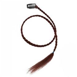 Clip in Bangs Baby Braid Hair Extensions 1/2 Pcs Baby Braids Front Side Bang 22inch Long Braided Clip in Hair Extensions Natürliches Kunsthaar for Frauen Mädchen Hair Bangs (Color : DK-A3, Size : 22 von TOMYEUS