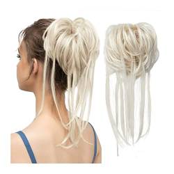 Haarteil Zerzauste Hochsteckfrisur Messy Bun Haarteil Chignon Pferdeschwanz-Verlängerungen mit elastischem Gummiband Curly Scrunchies Pferdeschwanz-Haarteil for Frauen Haarteil Haargummi (Color : Whi von TOMYEUS