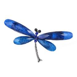 NIBEIWEISHOP Nettes Design Broschen elegant Kristall Strass Acryl Libelle Pins Reizende Nette Button atemberaubende Frauen Geschenke Elegante Brosche (Metal Color : Royal Blue) von TOMYEUS