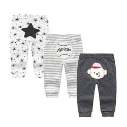 Unisex Neugeborene Baby Jungen Baby Mädchen Hosen 0-3 m/3-6 m/6-9 m/9-12 m 4er-Pack Baumwolle elastisch Gr. 74, Design2 von TONE