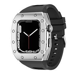 TONECY 45 mm luxuriöses Metallgehäuse, Silikonarmband für Apple Watch, Mod Kit, 44 mm Modifikationsset für iWatch Serie 8, 7, SE, 6, 5, 4, Armband von TONECY