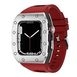 TONECY 45 mm luxuriöses Metallgehäuse, Silikonarmband für Apple Watch, Mod Kit, 44 mm Modifikationsset für iWatch Serie 8, 7, SE, 6, 5, 4, Armband von TONECY