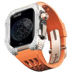 TONECY Edles Titan-Gehäuse und Gummiband, kompatibel mit Apple Watch 44 mm, Titanlegierungs-Lünette und Fluorkautschuk-Armband für iWatch Serie 6/5/4/SE, 44 mm Umbauset von TONECY