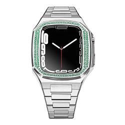 TONECY Luxuriöses 41 mm, 44 mm, 45 mm für Apple Watch, Diamant-Gehäuse, Gummi-Armband, Diamantgehäuse, Uhren-Modifikationsset für iWatch 8, 7, 6, SE, 5, 4 von TONECY