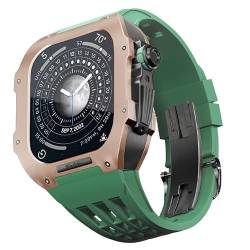 TONECY Luxuriöses Uhrenarmband für Apple Watch 6/5/SE/4 Serie, Titangehäuse + Fluorkautschuk, Luxus-Uhrenarmband für iWatch 44 mm, Nachrüst-Set, Upgrade Uhrenarmband und Hülle von TONECY