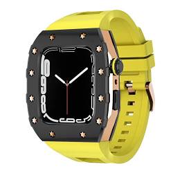 TONECY Luxus-Modifikationsset für Apple Watch, Armband 8, 7, 6, 5, 4, 3, 44 mm, 45 mm, Metallrahmen, Lünette, Uhrenarmband, für iWatch Serie 7, 6, 5, SE von TONECY