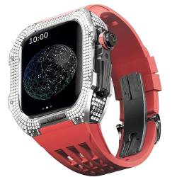 TONECY Uhren-Modifikationsset, Luxus-Uhrenarmband-Set für Apple Watch 8 Ultra, 45 mm, luxuriöses Viton-Armband, Titangehäuse für iWatch 7, 8, 45 mm, Upgrade-Modifikation von TONECY