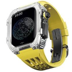 TONECY Uhren-Modifikationsset für Apple Watch 6, 5, 4, SE, 44 mm, Titangehäuse + Viton-Armband, Luxus-Hülle und Armband-Modifikationsset von TONECY