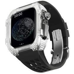 TONECY Uhren-Modifikationsset für Apple Watch 6, 5, 4, SE, 44 mm, Titangehäuse + Viton-Armband, Luxus-Hülle und Armband-Modifikationsset von TONECY