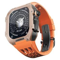 TONECY Uhren-Modifikationsset für Apple Watch 8, 7, 45 mm, Titangehäuse + Viton-Armband, Luxus-Gehäuse und Armband-Modifikationsset von TONECY