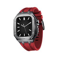 TONECY Wasserdichte Schutzhülle für Apple Watch 45 mm, Serie 7, stoßfest, stoßfest, robust, Schutzhülle für Apple Watch Serie 4/5/6 SE, 44 mm (Farbe: Schwarz-Rot, Größe: 44 mm für 6/5/4/SE) von TONECY