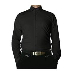 TONELLI Designer Herren Hemd Schwarz Bügelfrei klassischer Kragen Herrenhemd Kentkragen Langarm Größe L 41 von TONELLI